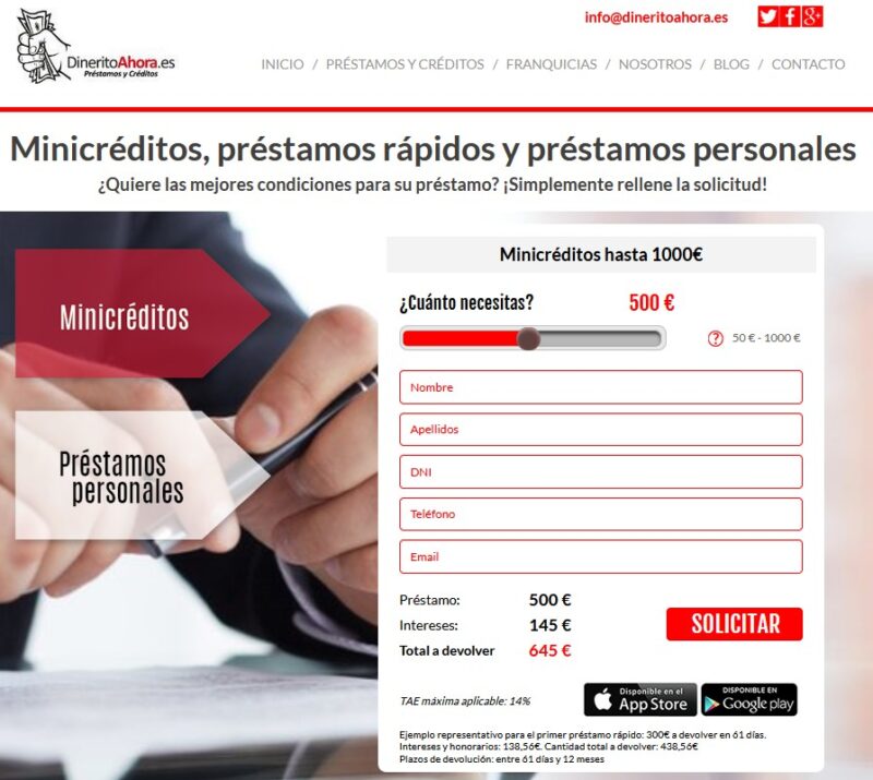 Minicréditos Rápidos Online, ¡Consíguelo al instante! Dineritoahora.es